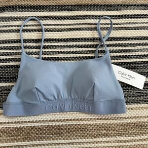 Calvin Klein Swim Top Bralette Adjustable Straps Elastic Band Blue Size XS